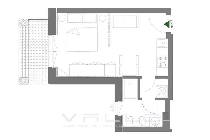 Planimetria - Monolocale via Maj, Bergamo - planimetria 1