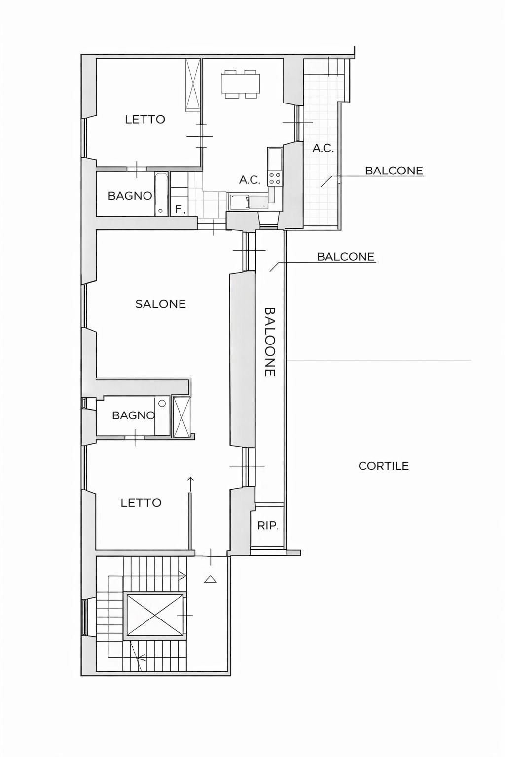 Trilocale via Salaria, 95, Roma - planimetria 1