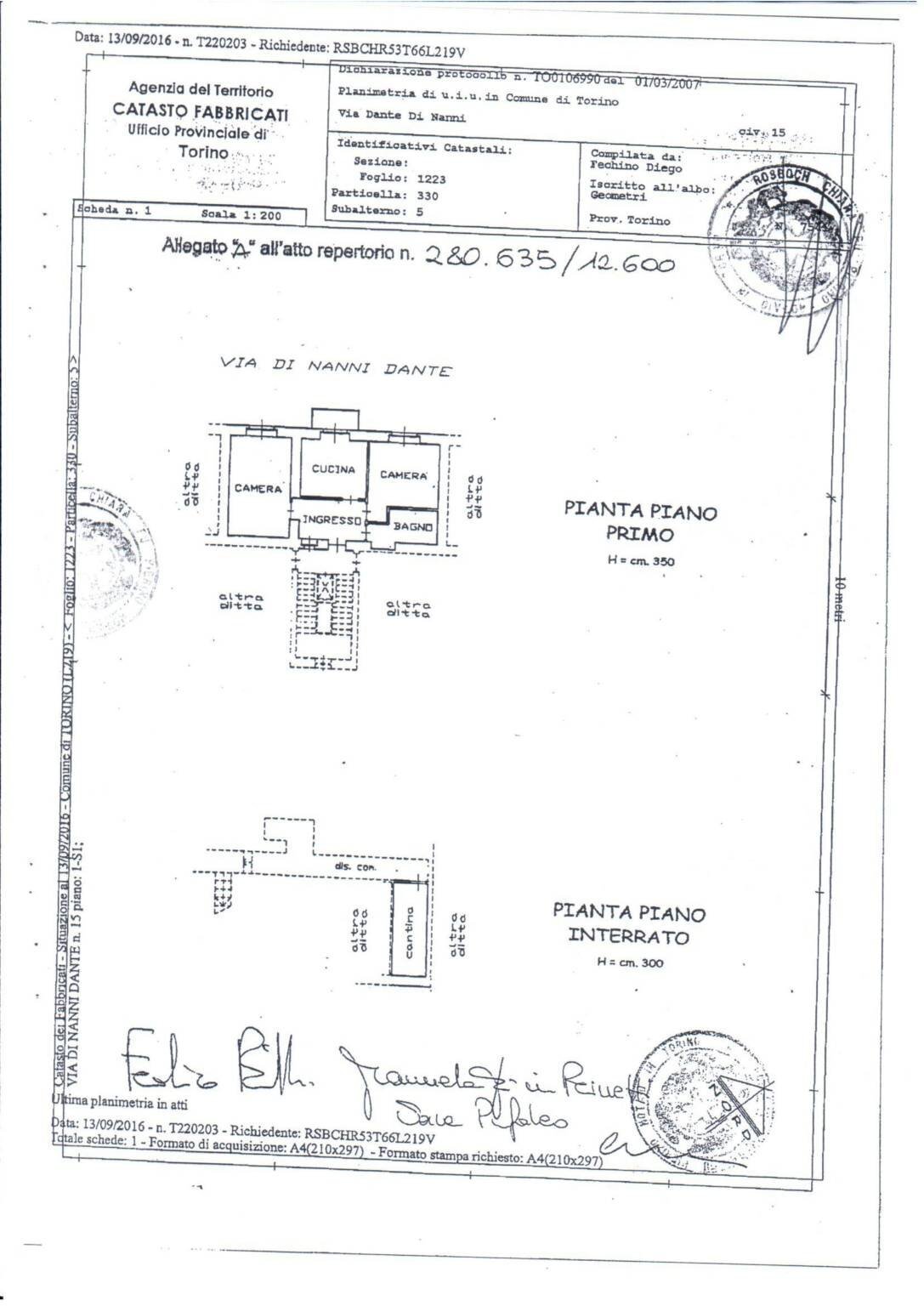 Trilocale via Dante di Nanni, 15, Torino (zona Cenisia) - planimetria 1