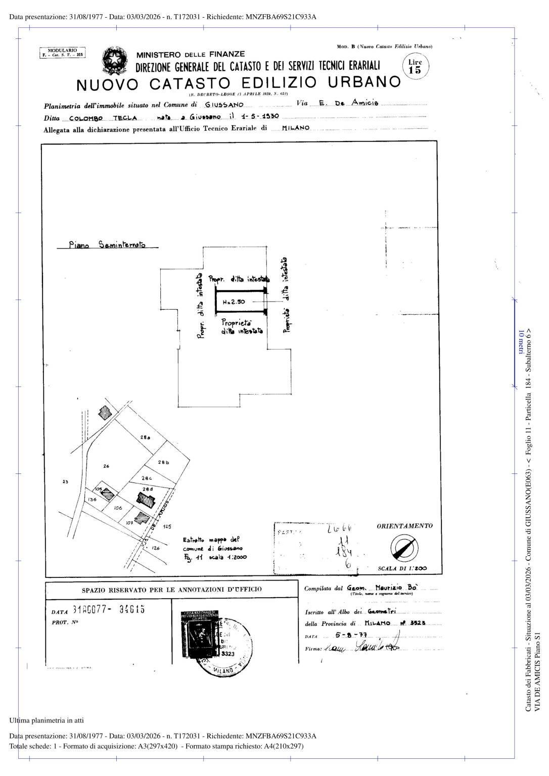 Trilocale via Edmondo De Amicis, 23/25, Giussano - planimetria 1
