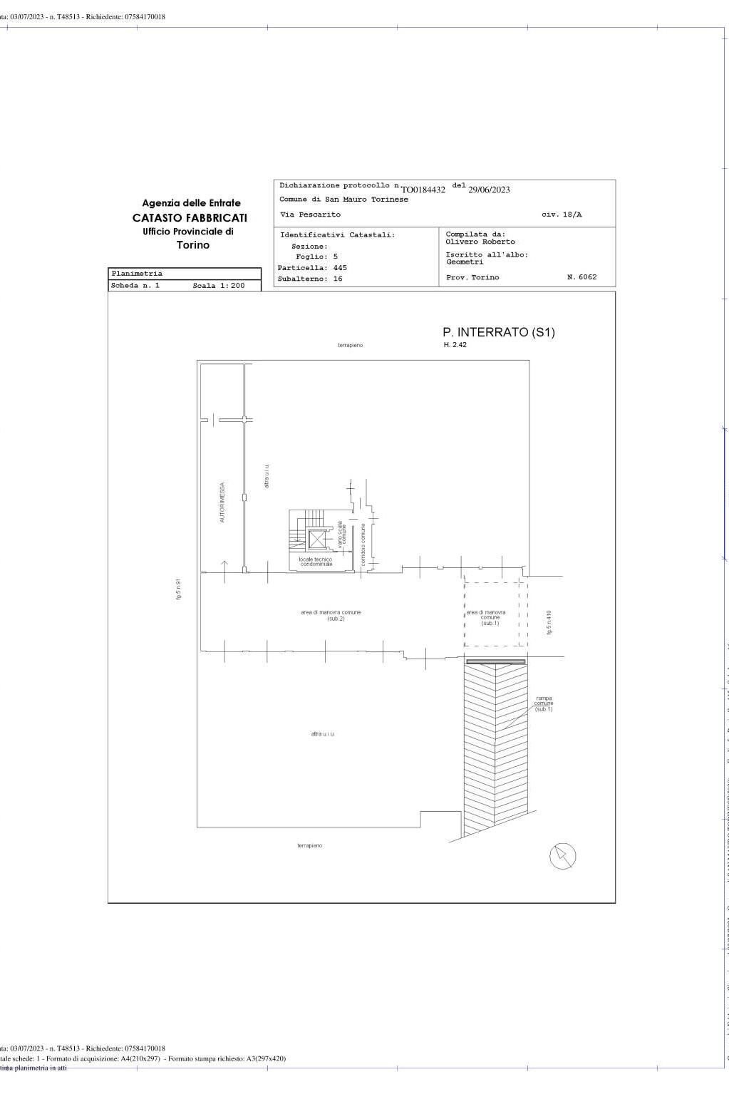 Box via Pescarito, 18, San Mauro Torinese - planimetria 1