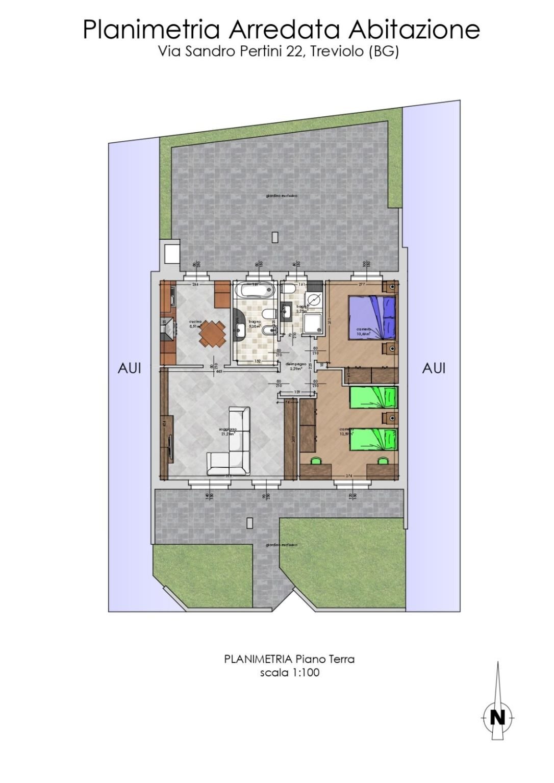 Three-room apartment via Sandro Pertini, 22, Treviolo - floor plans 1