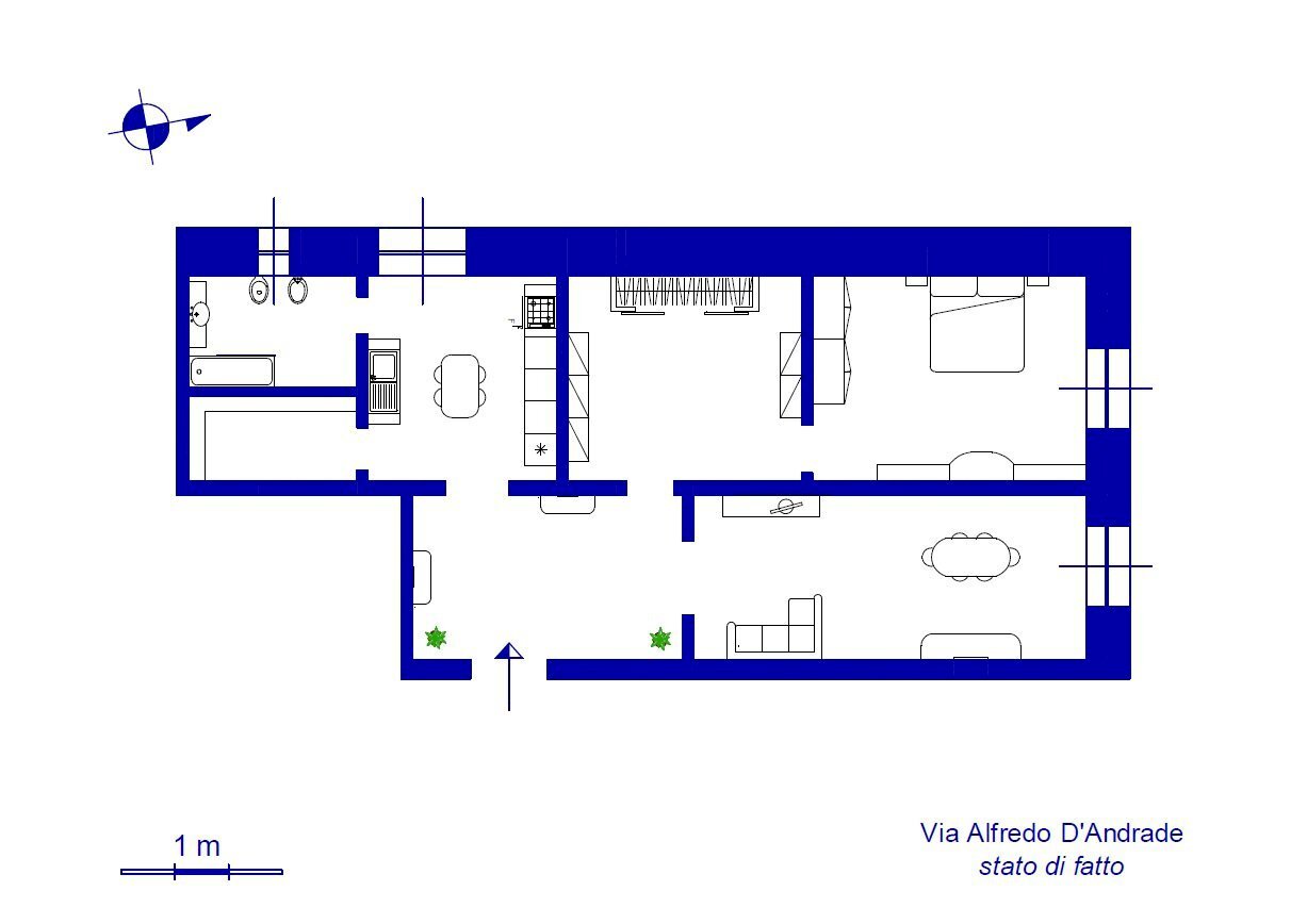 Three-room apartment via Alfredo d'Andrade, 22, Genova (neighborhood Sestri Ponente) - floor plans 1