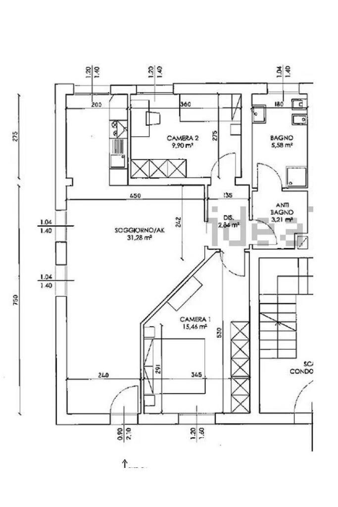 Three-room apartment Via della Libertà, Casalecchio di Reno - floor plans 1
