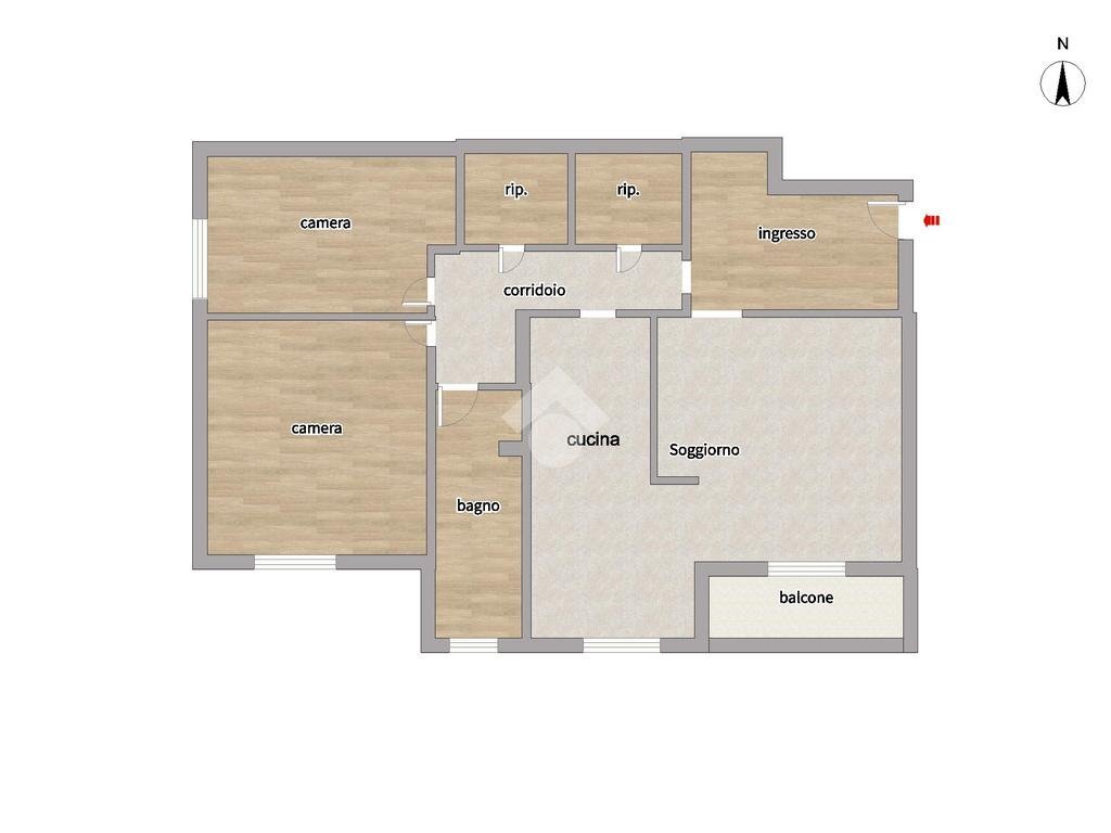 Trilocale Via Borsa Mario, Milano (zona Gallaratese) - planimetria 1