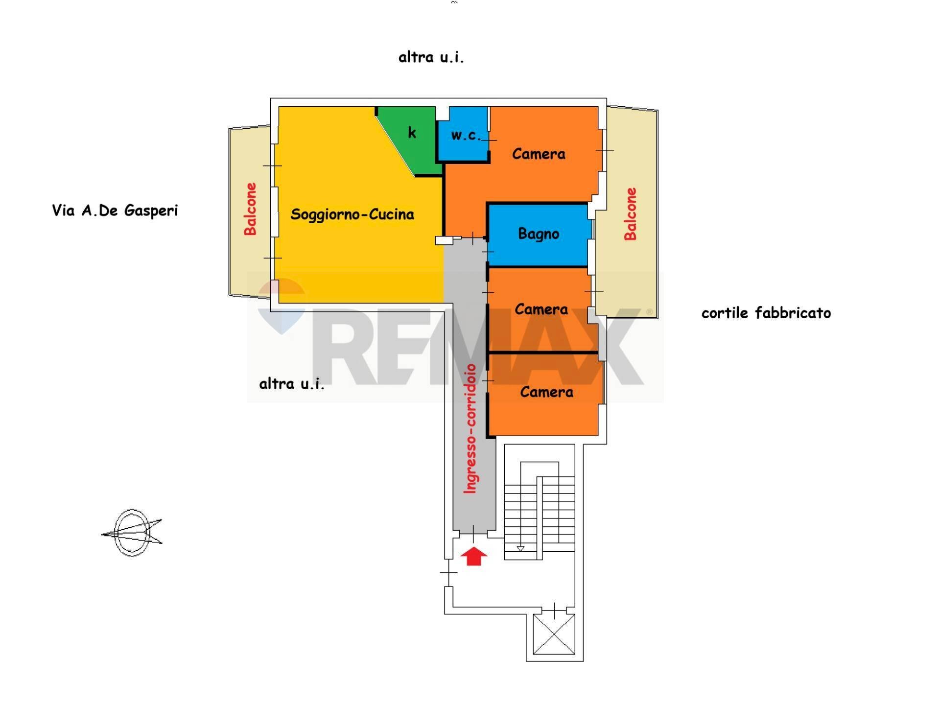 Pianta 2D - Quadrilocale Via Alcide De Gasperi
 
69, Casoria - planimetria 1