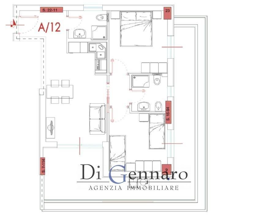 Foto 28 - Trilocale via Leonardo da Vinci, Tortoreto - planimetria 1
