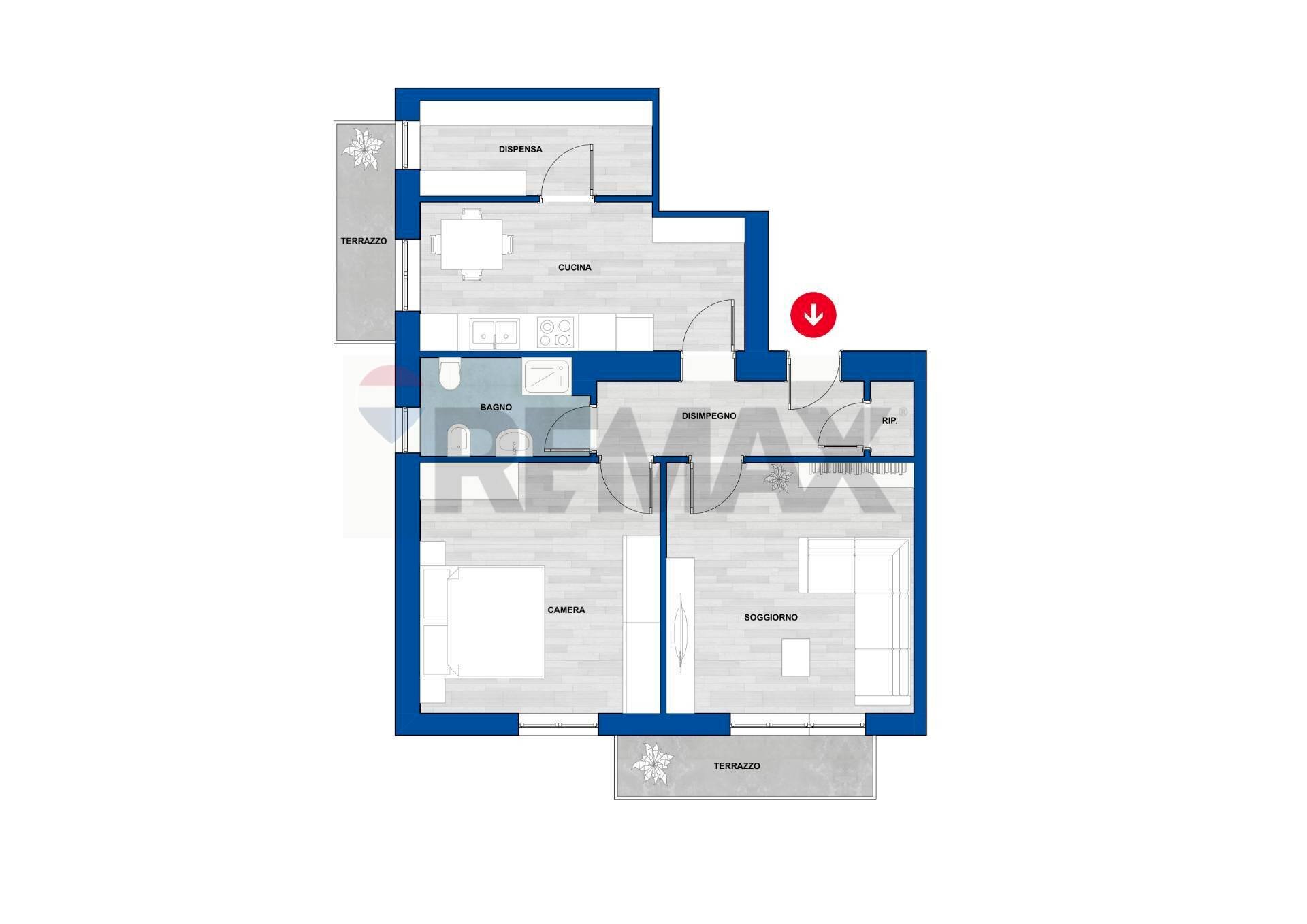 Pianta 2D - Three-room apartment Via Principessa Maria
 
5, Sassari - floor plans 1