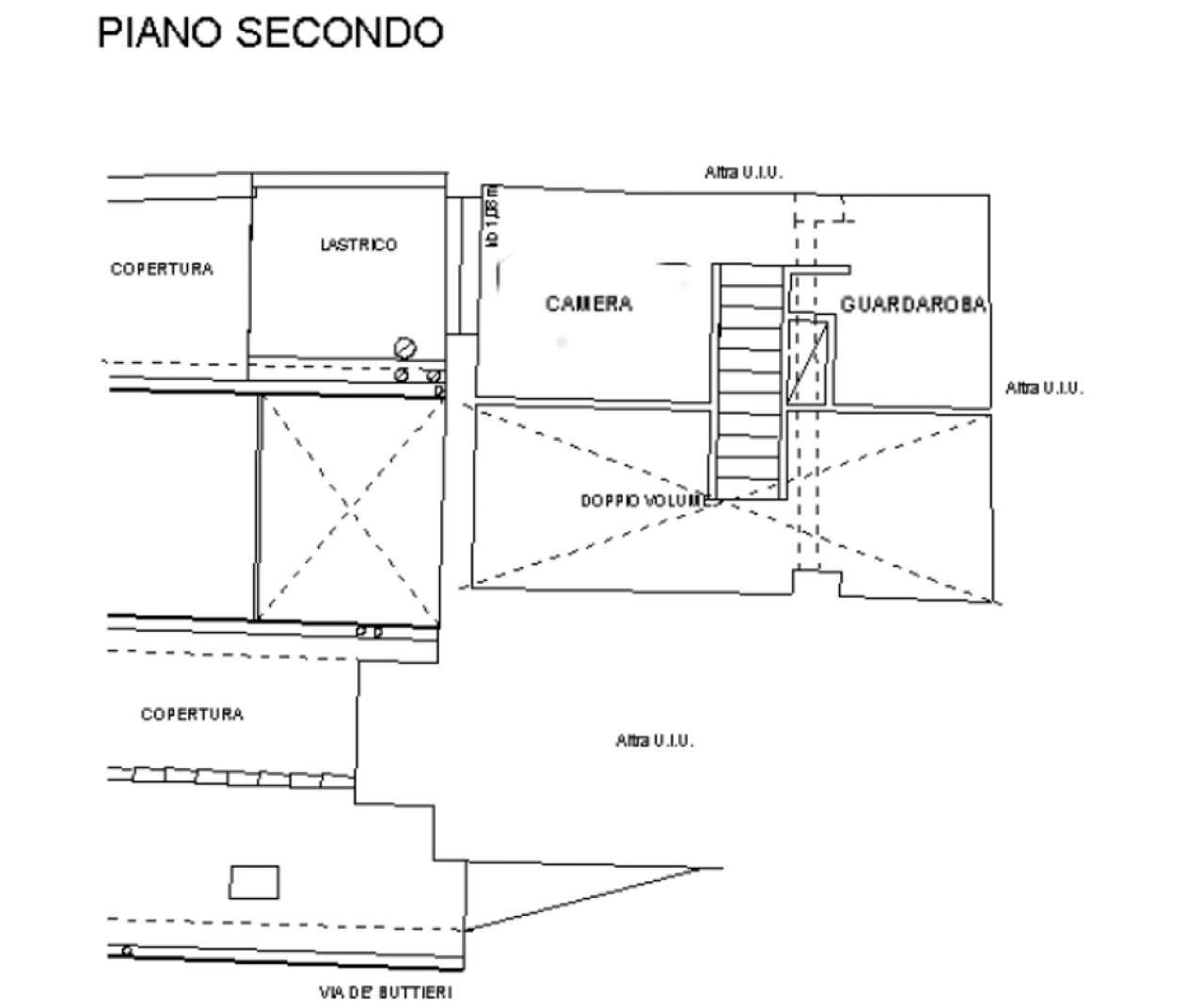 planimetria piano secondo - Trilocale via De Buttieri, Bologna (zona Centro Storico) - planimetria 1