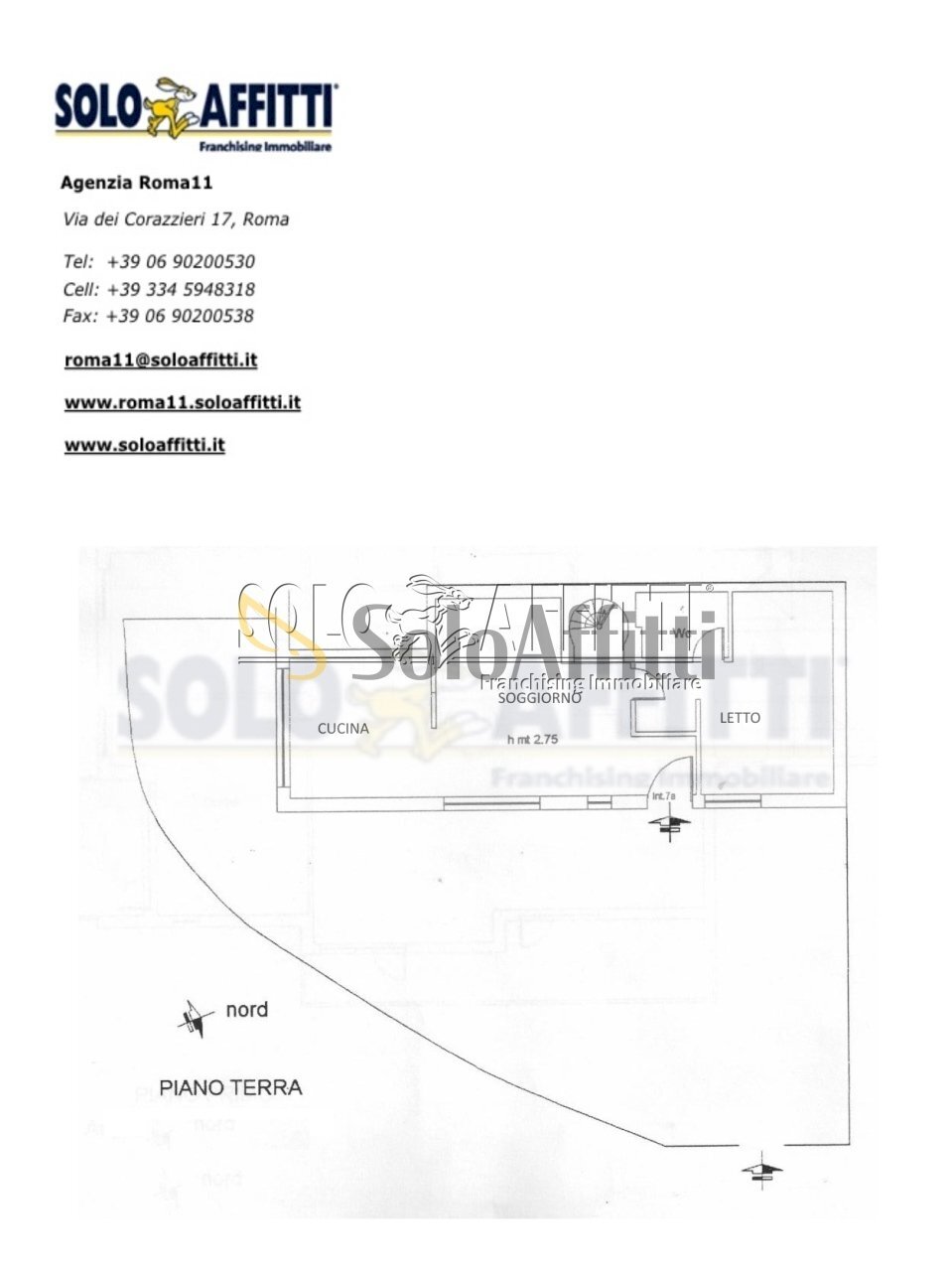 Solo Affitti Roma11 Eur - Campioni Planimetria.jpg - Bilocale Viale dei Campioni, Roma (zona EUR) - planimetria 1