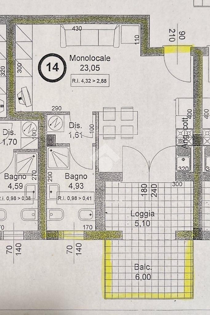 One-room apartment Via Ragazzena, Cervia - floor plans 1