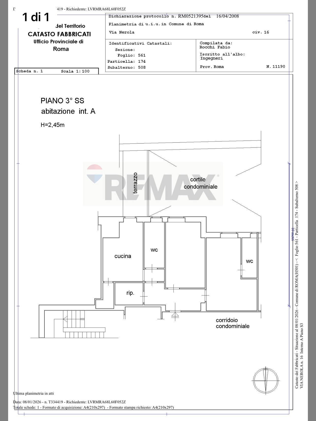 Pianta 2D - Trilocale Via Nerola
 
12, Roma - planimetria 1