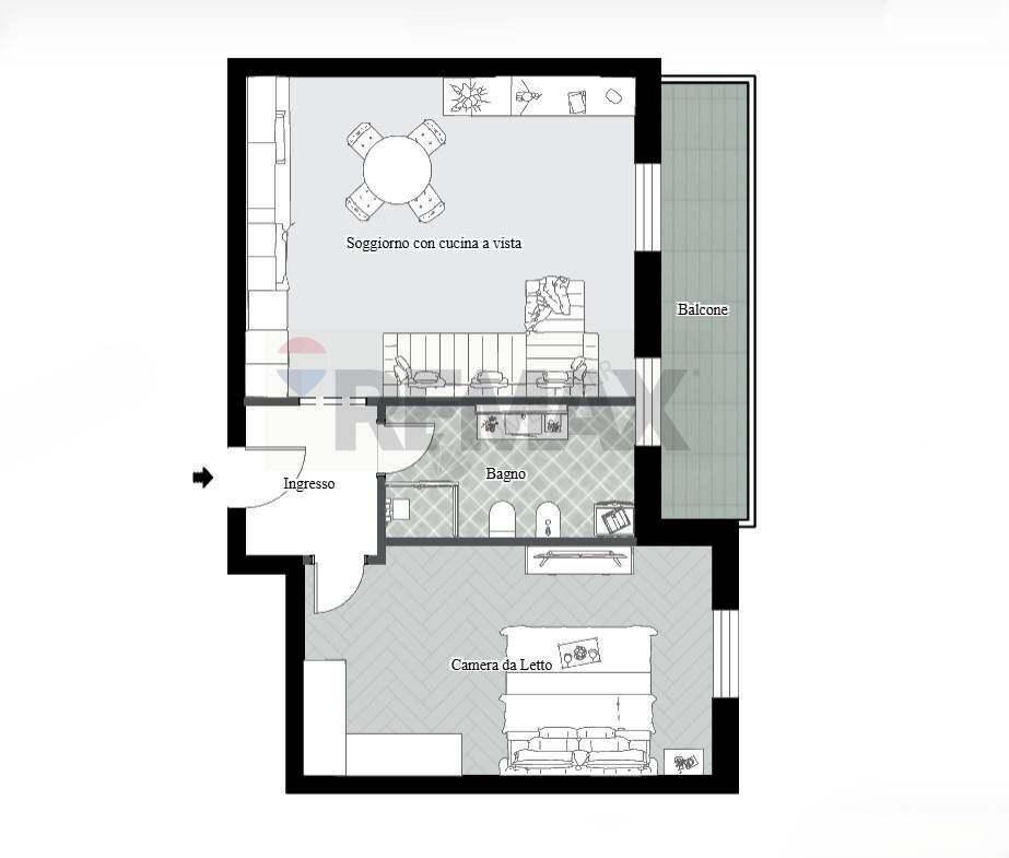Pianta 2D - Two-room apartment viale campania
 
56, Monza - floor plans 1