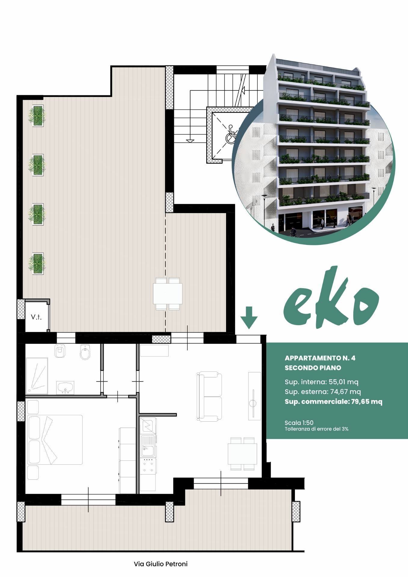 Foto 19 - Bilocale Via Giulio Petroni
 
62, Bari - planimetria 1