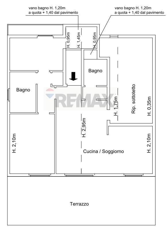Pianta 2D - Attico via Dezza
 
55/C, Melegnano - planimetria 1