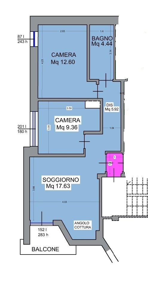 planimetria - Trilocale Via Soccorso 24, Pietra Ligure - planimetria 1