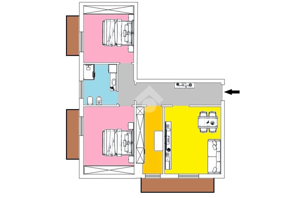 Three-room apartment Via Fratelli di Dio, Nerviano - floor plans 1