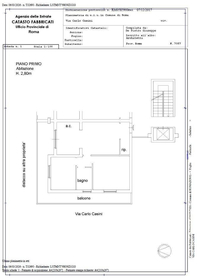 Foto 27 - Trilocale Via Carlo Casini, Roma - planimetria 1