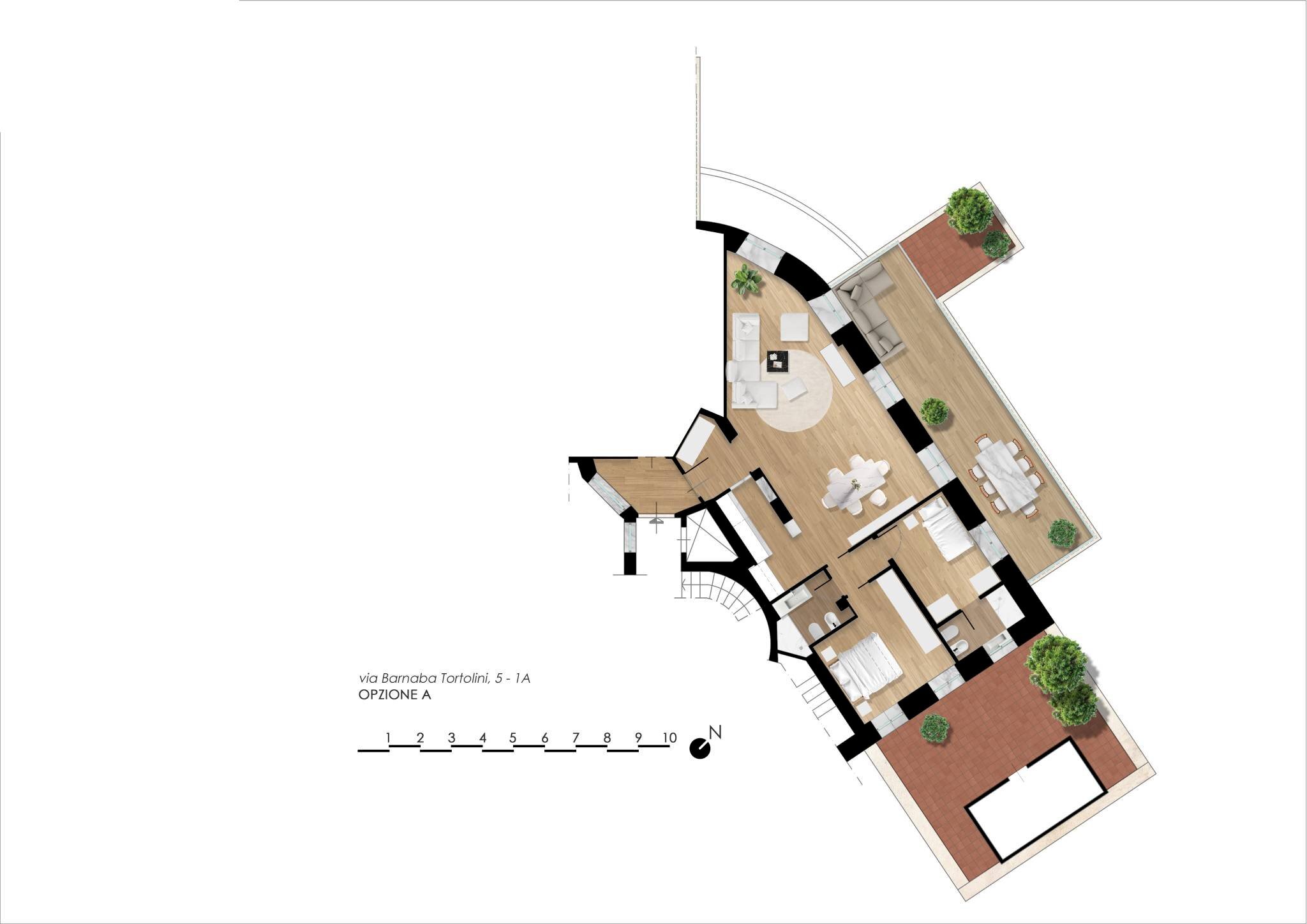 Trilocale via Barnaba Tortolini, 5, Roma - planimetria 1