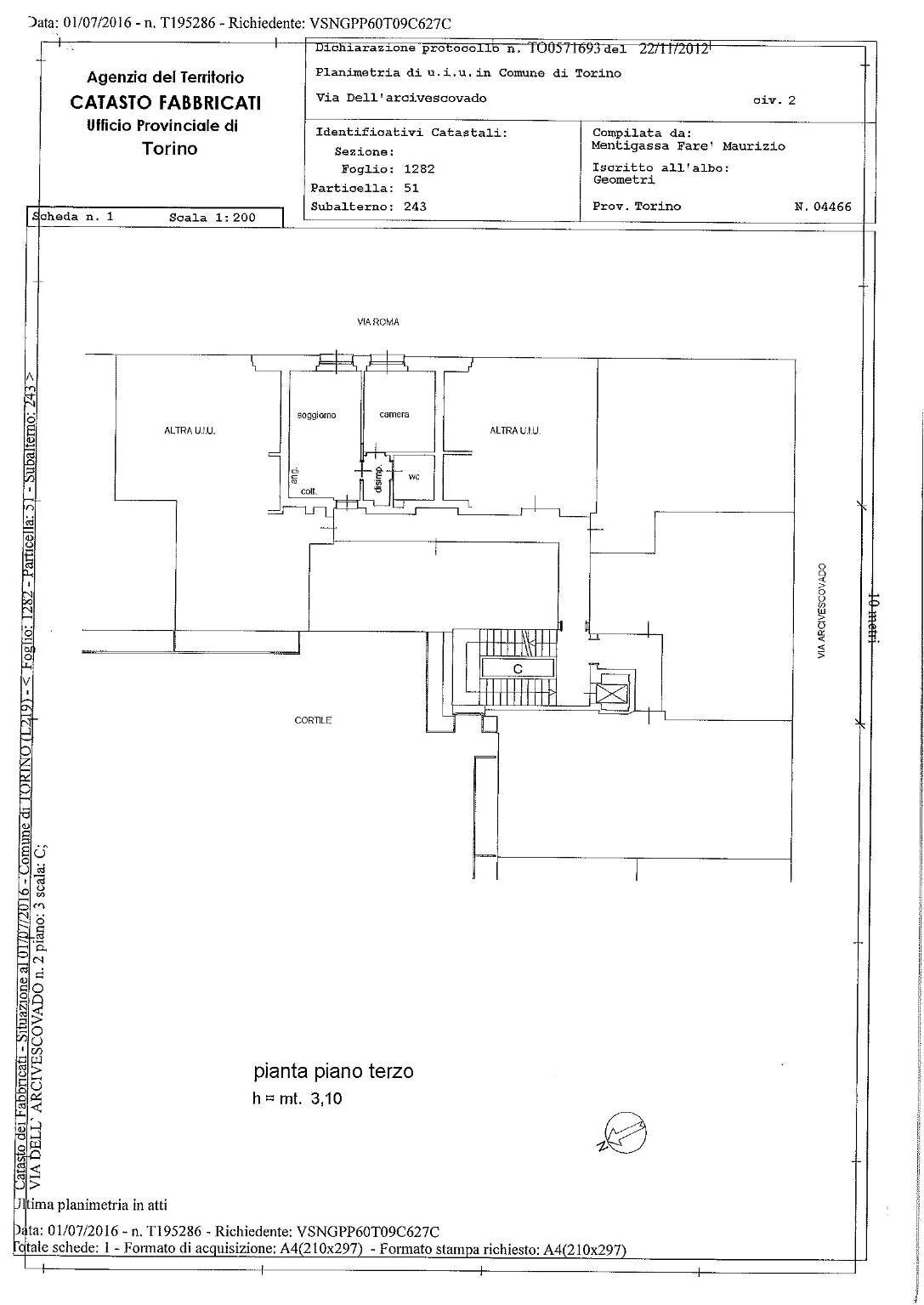Appartamento via dell'Arcivescovado, 2, Torino (zona Centro) - planimetria 1