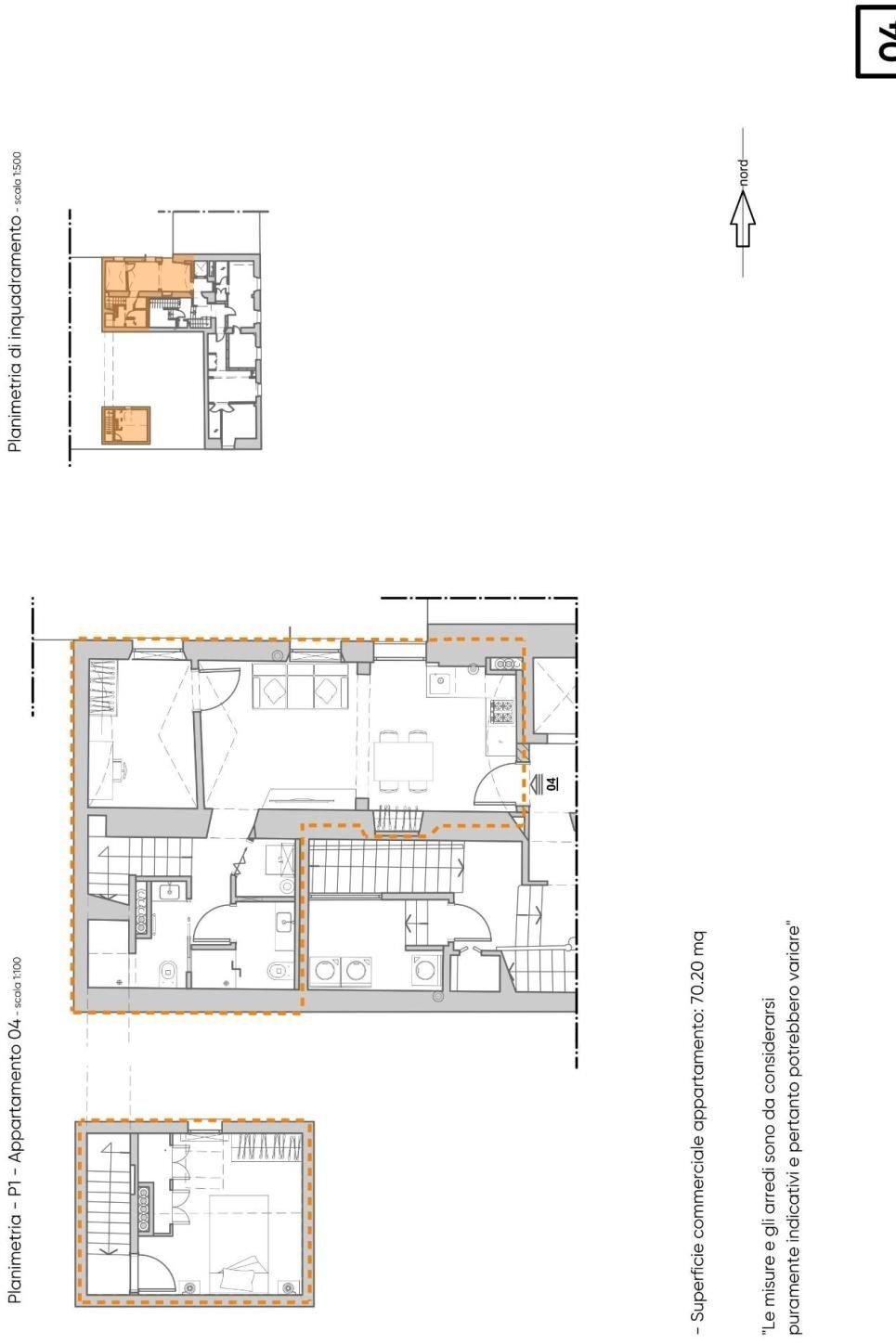 Three-room apartment vico delle Monachette, Genova - floor plans 1