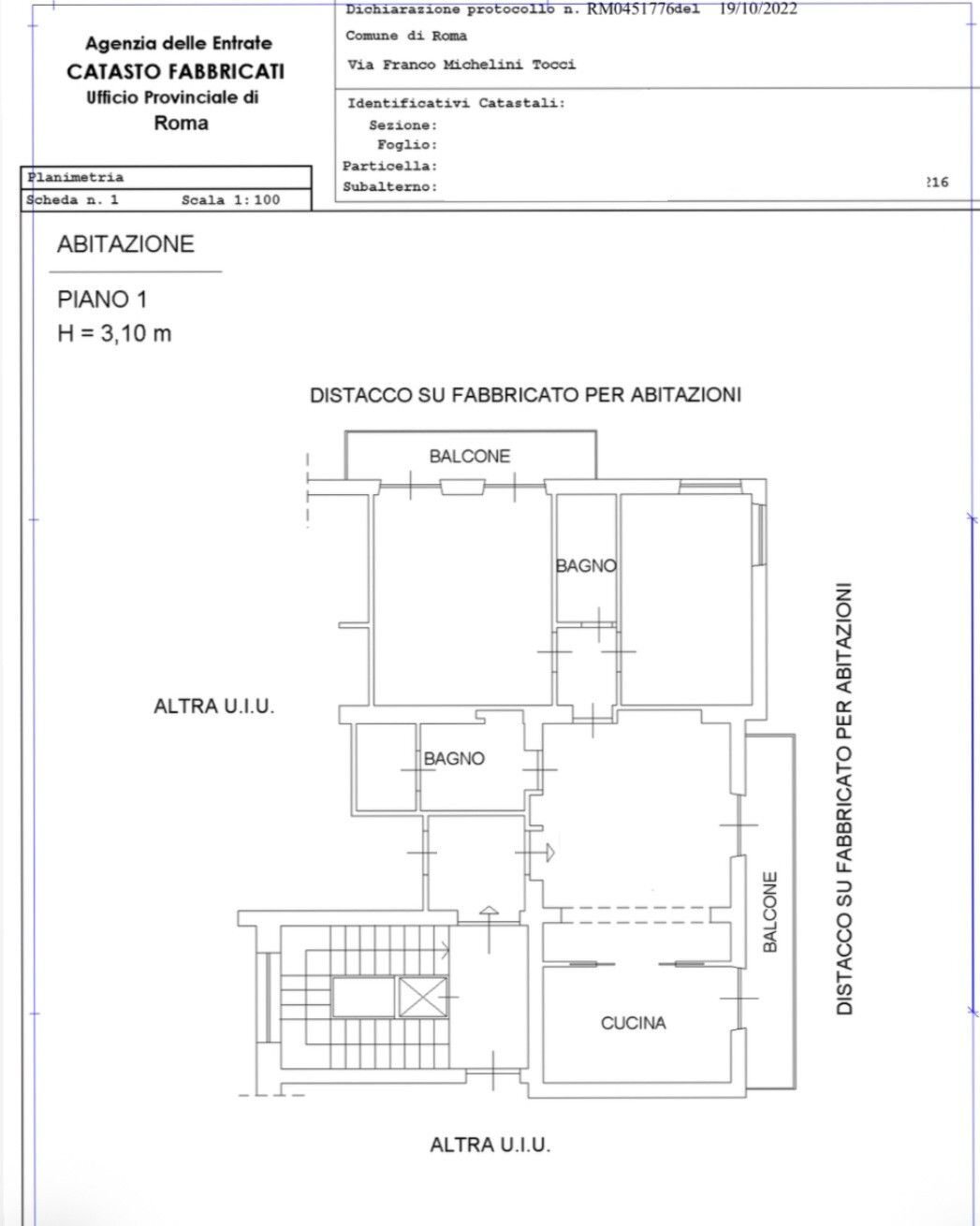Trilocale via Franco Michelini Tocci, Roma - planimetria 1