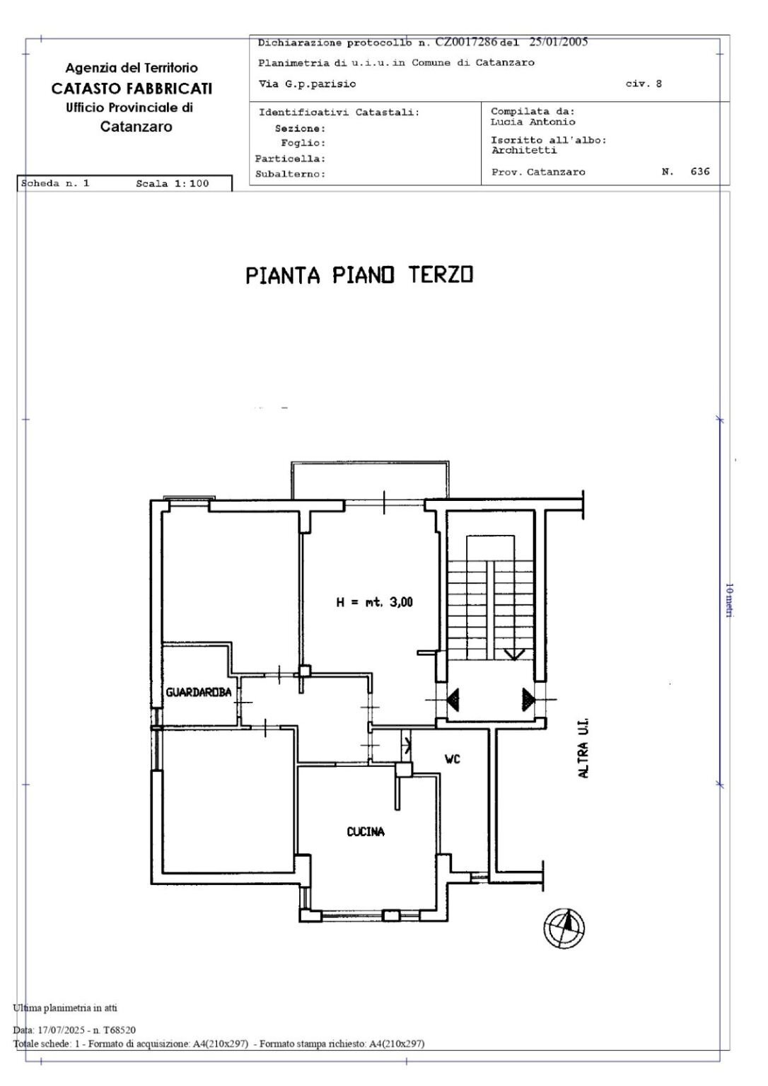 Appartamento via Giovanni Paolo Parisio, 8, Catanzaro - planimetria 1