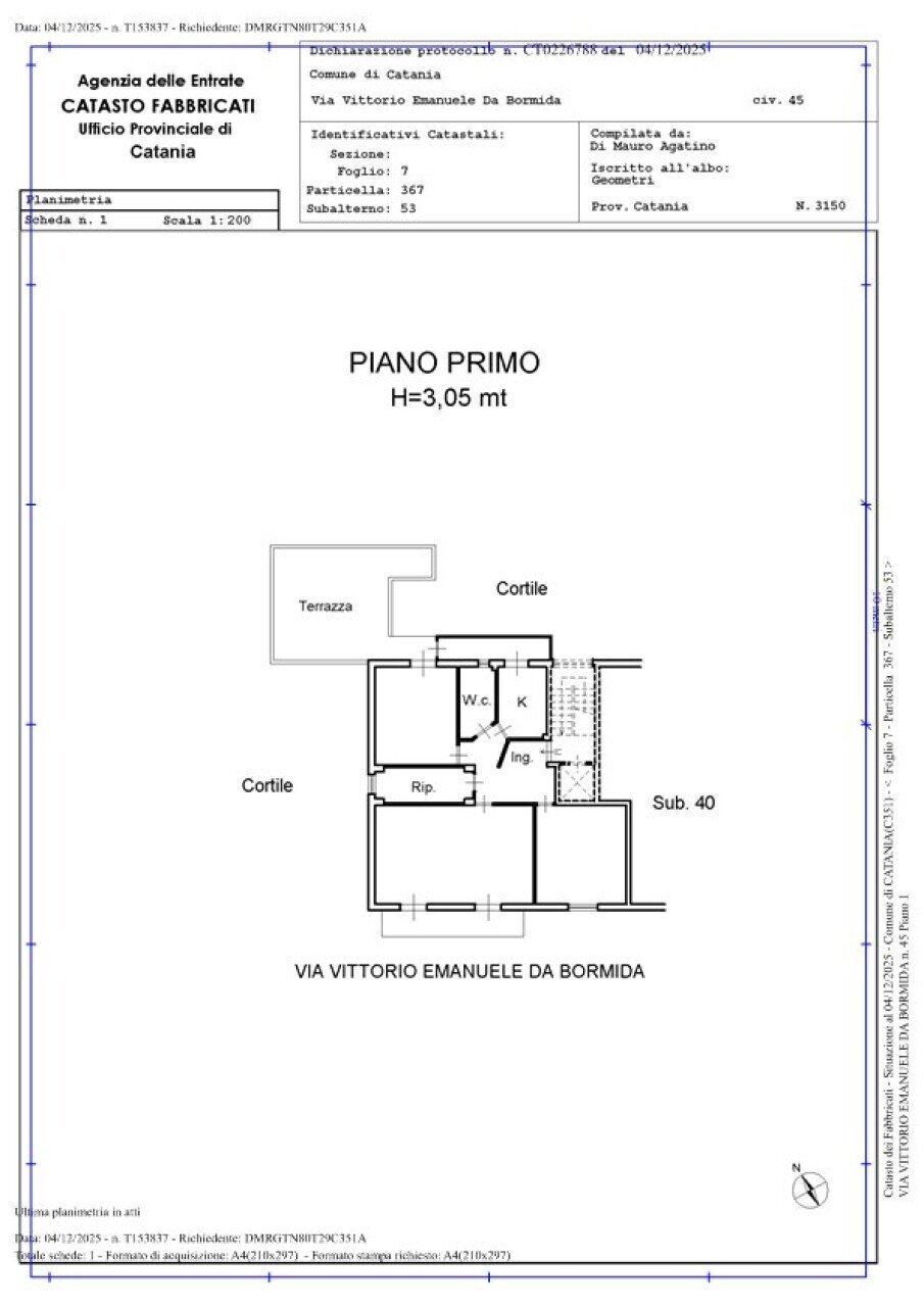 Three-room apartment via Vittorio Emanuele da Bormida, 45, Catania - floor plans 1