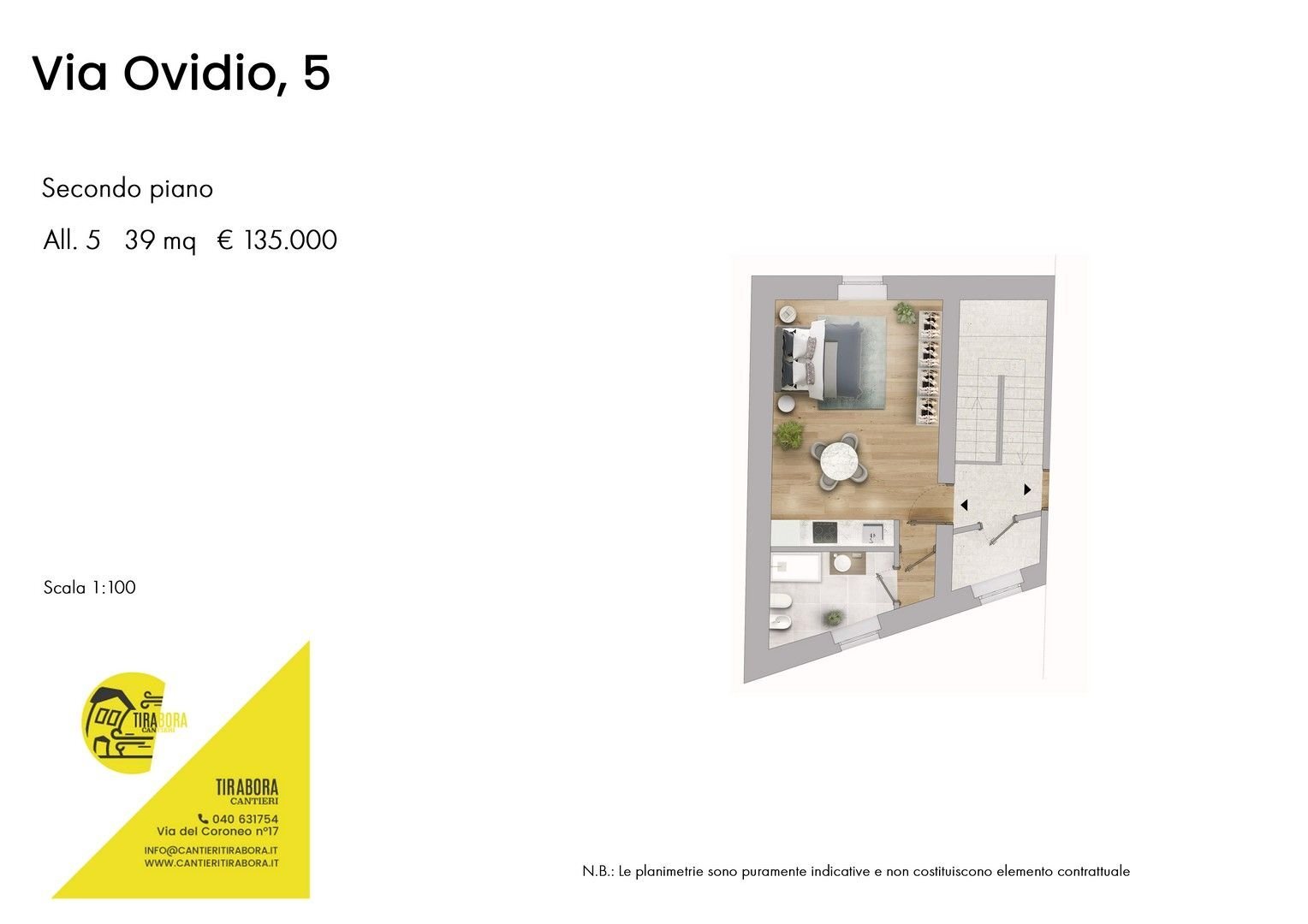 One-room apartment via Ovidio, 5, Trieste - floor plans 1