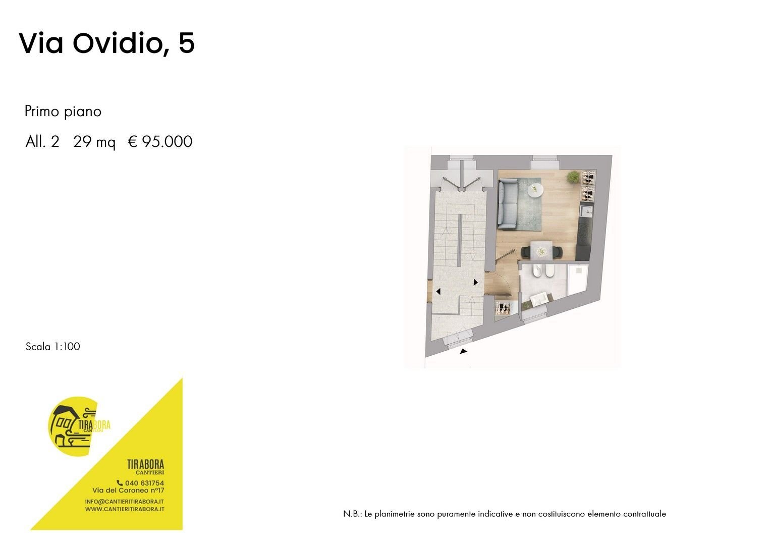 One-room apartment via Ovidio, 5, Trieste - floor plans 1