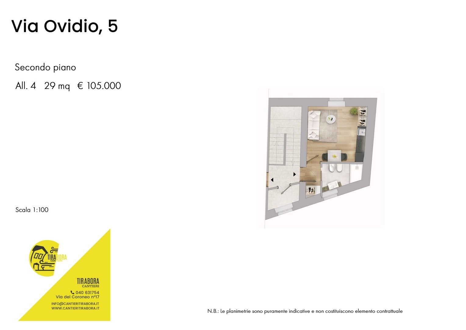 One-room apartment via Ovidio, 5, Trieste - floor plans 1
