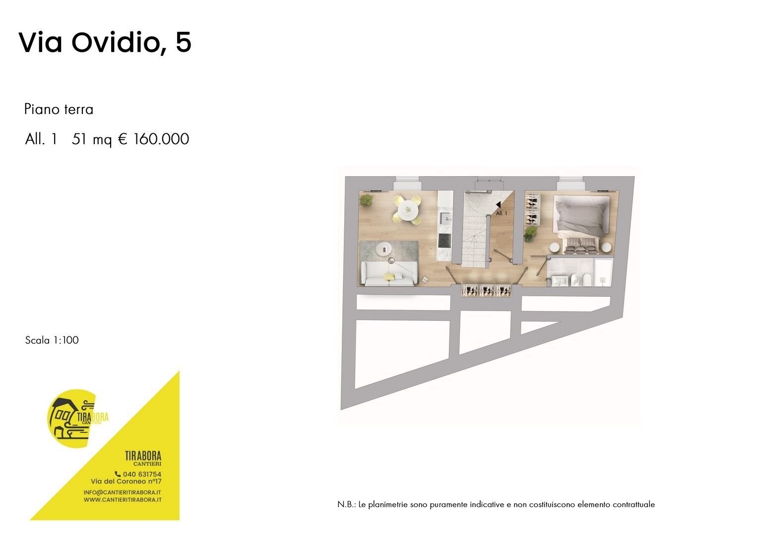 Two-room apartment via Ovidio, 5, Trieste - floor plans 1