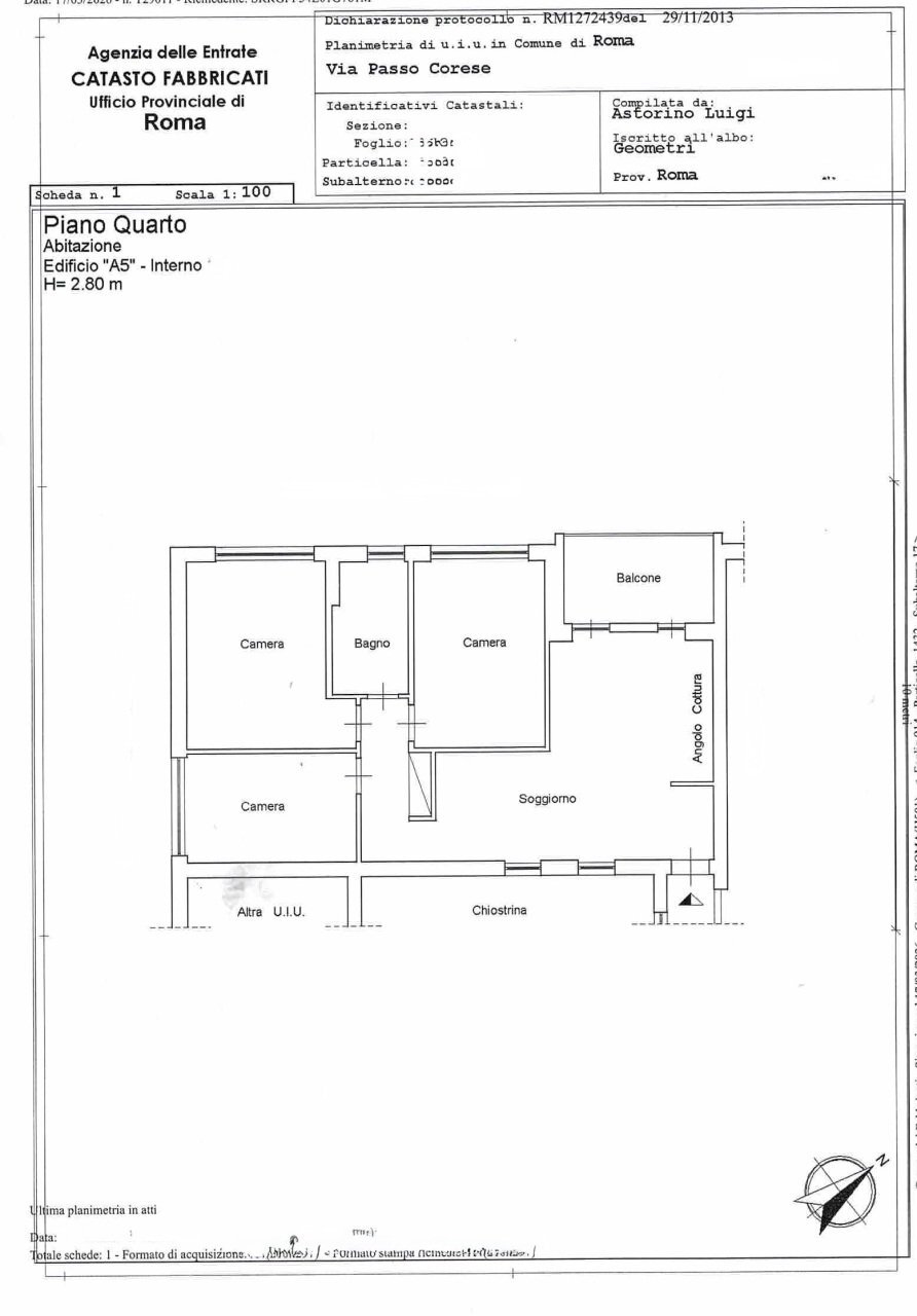 planimetria - Quadrilocale Via Passo Corese, Roma - planimetria 1