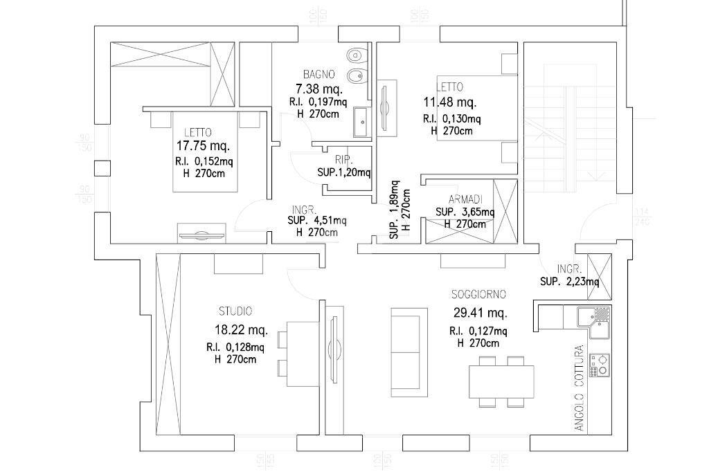 Four-room apartment Via Giardini Nord, Formigine - floor plans 1