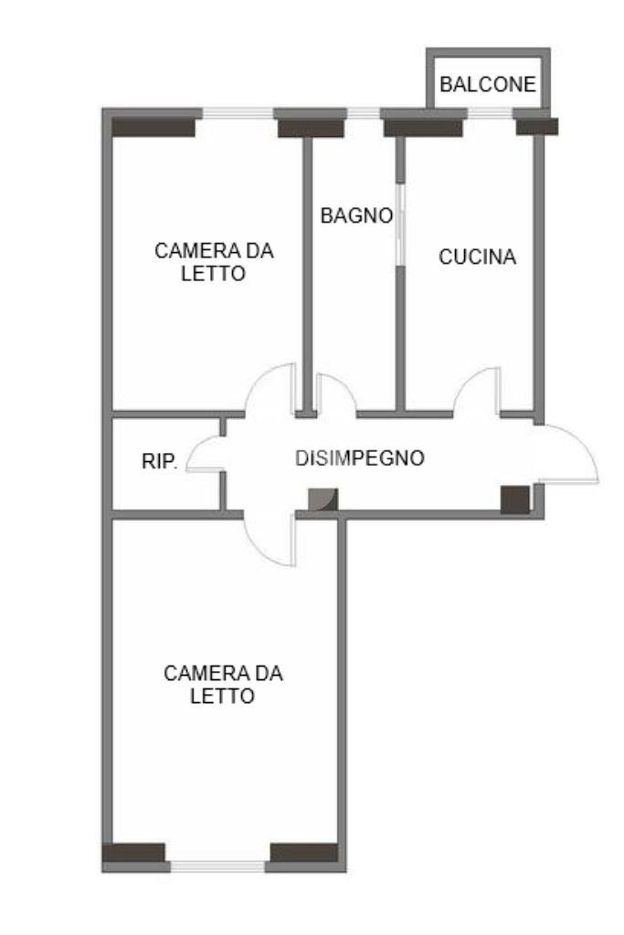 Two-room apartment Via Pulci, Milano (neighborhood Bicocca) - floor plans 1