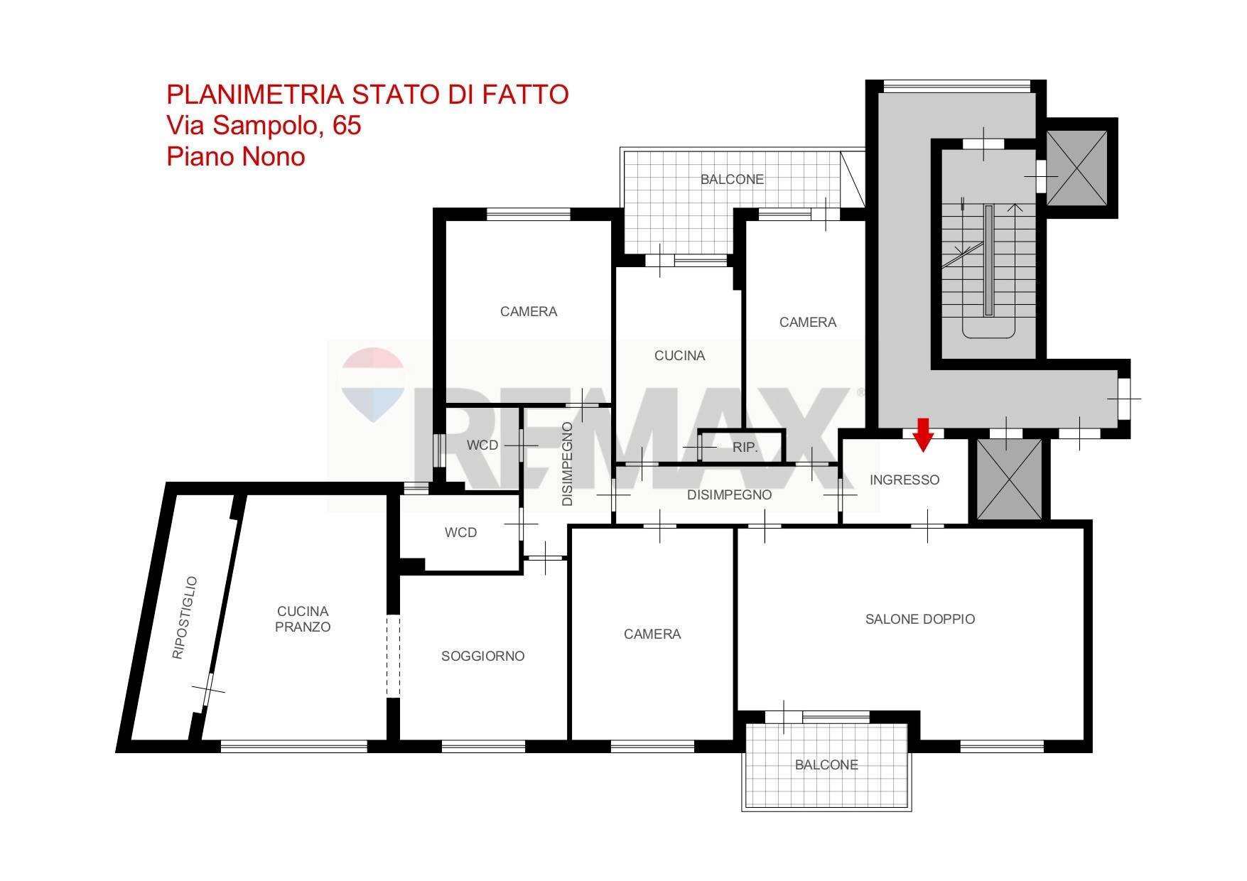 Pianta 2D - Appartamento Via Sampolo
 
65, Palermo - planimetria 1