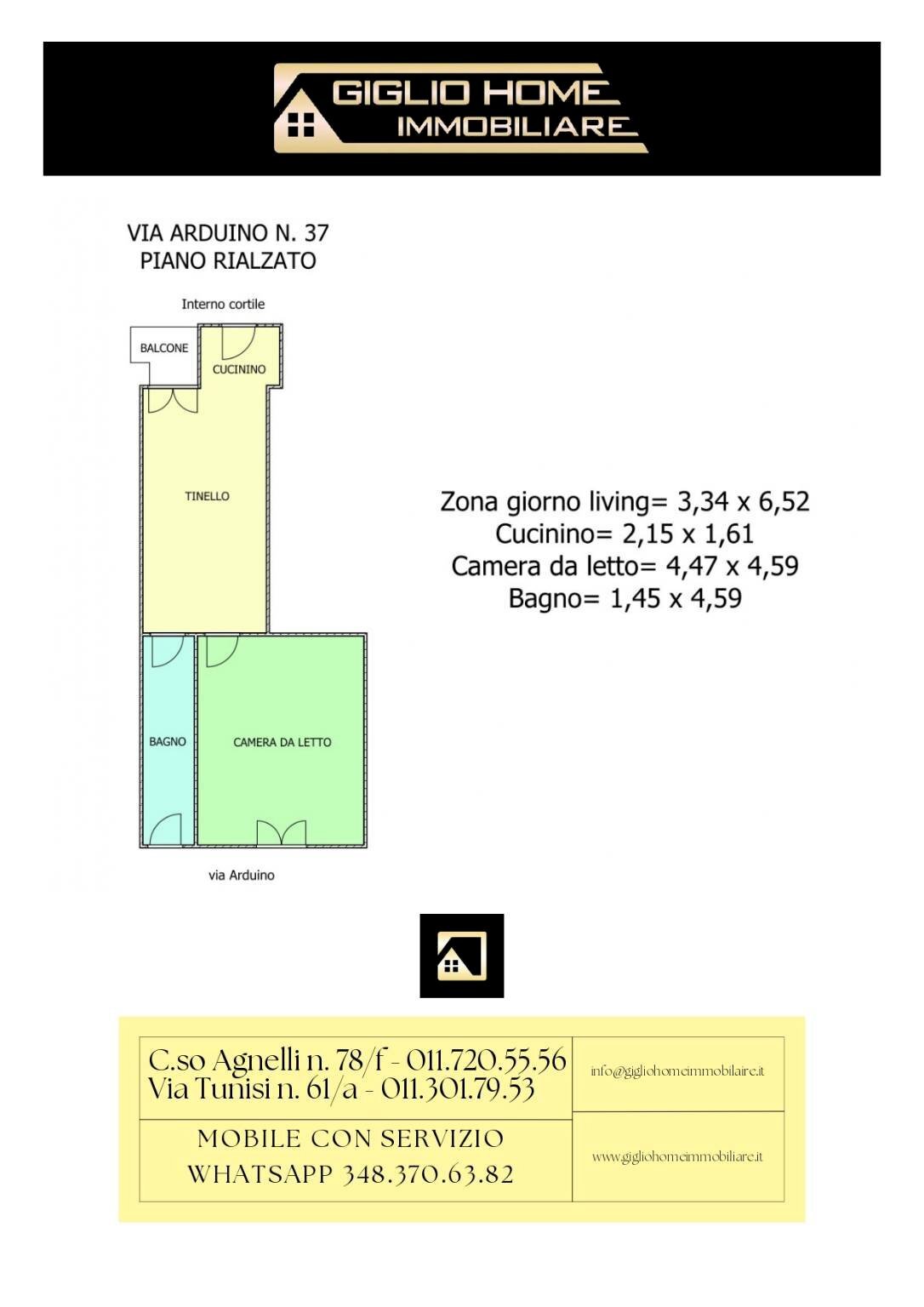 Bilocale via Gaspare Vera e Libera Arduino, 37, Torino (zona Lingotto) - planimetria 1