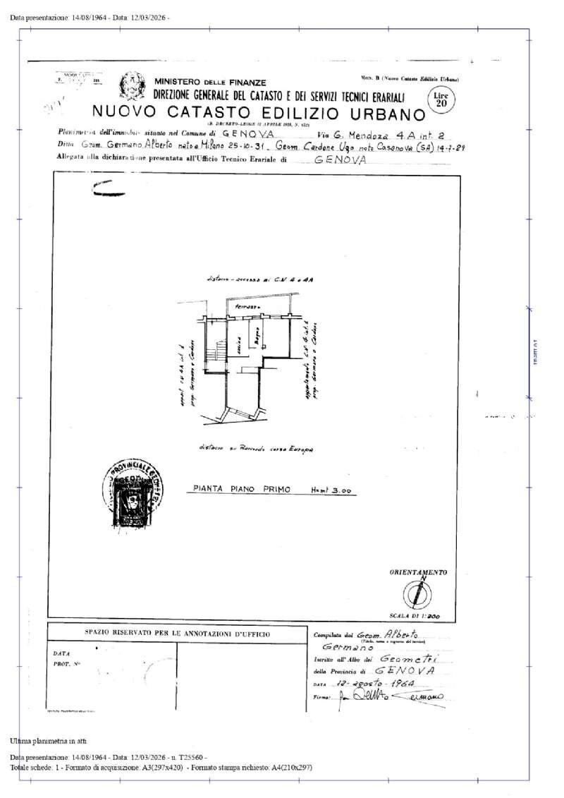 planimetria - Two-room apartment via G. Mendozza, Genova (neighborhood Quinto) - floor plans 1