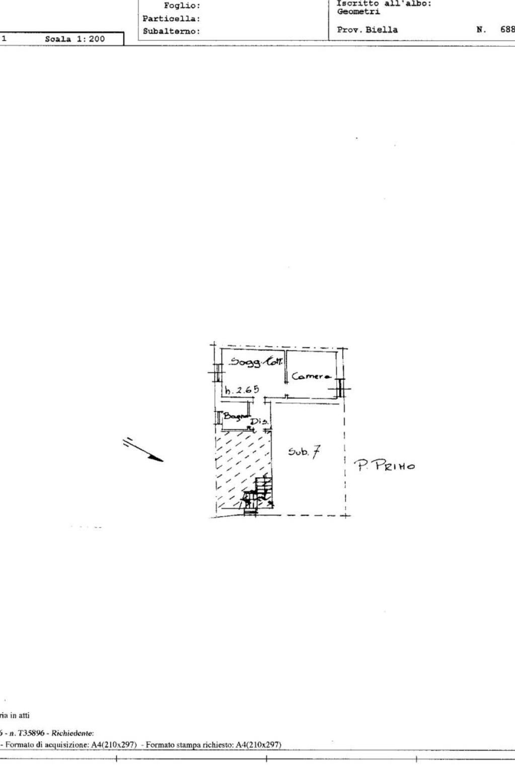 Two-room apartment via Roma, 70, Sagliano Micca - floor plans 1
