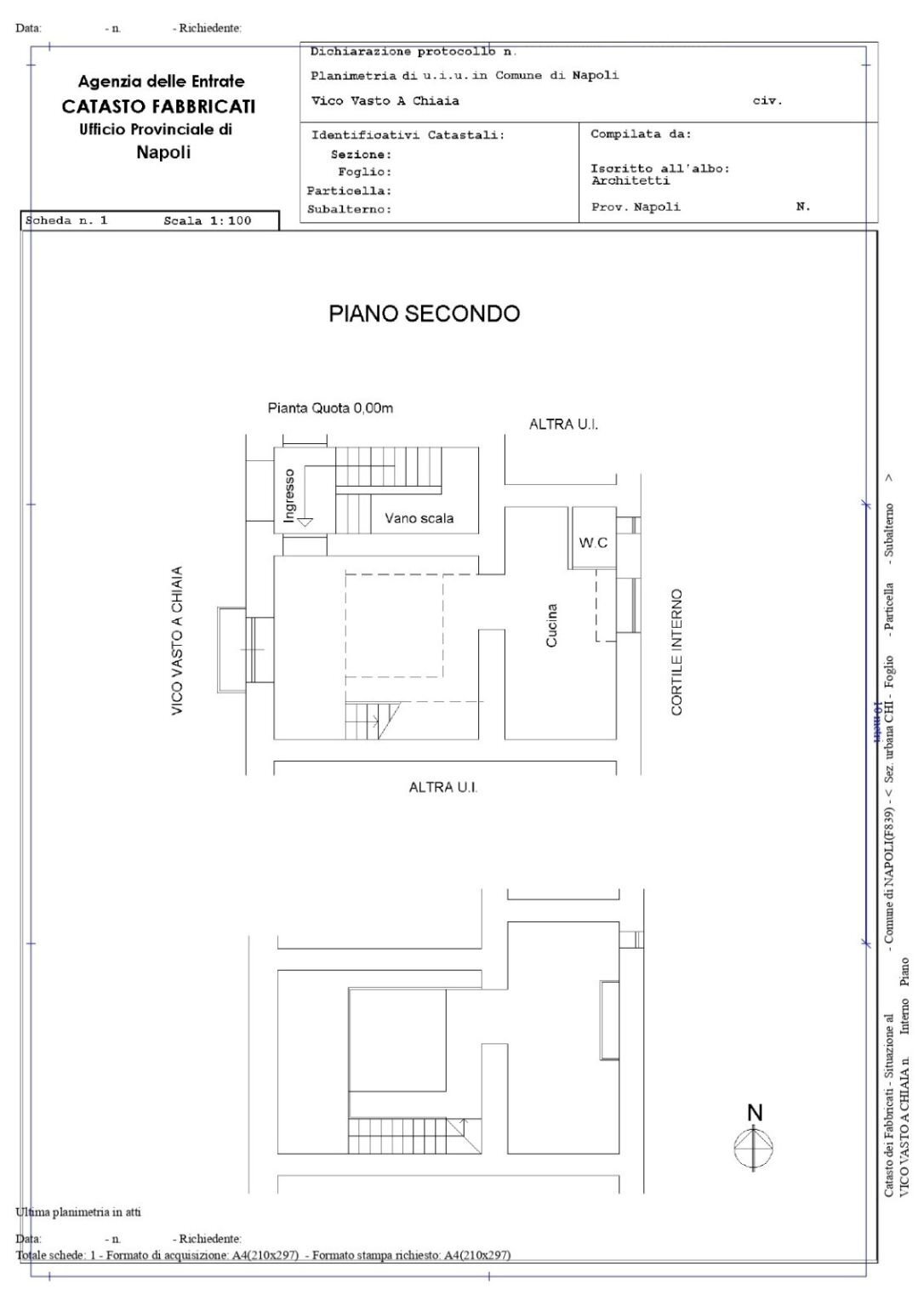 Two-room apartment vico del Vasto a Chiaia, Napoli (neighborhood Chiaia) - floor plans 1