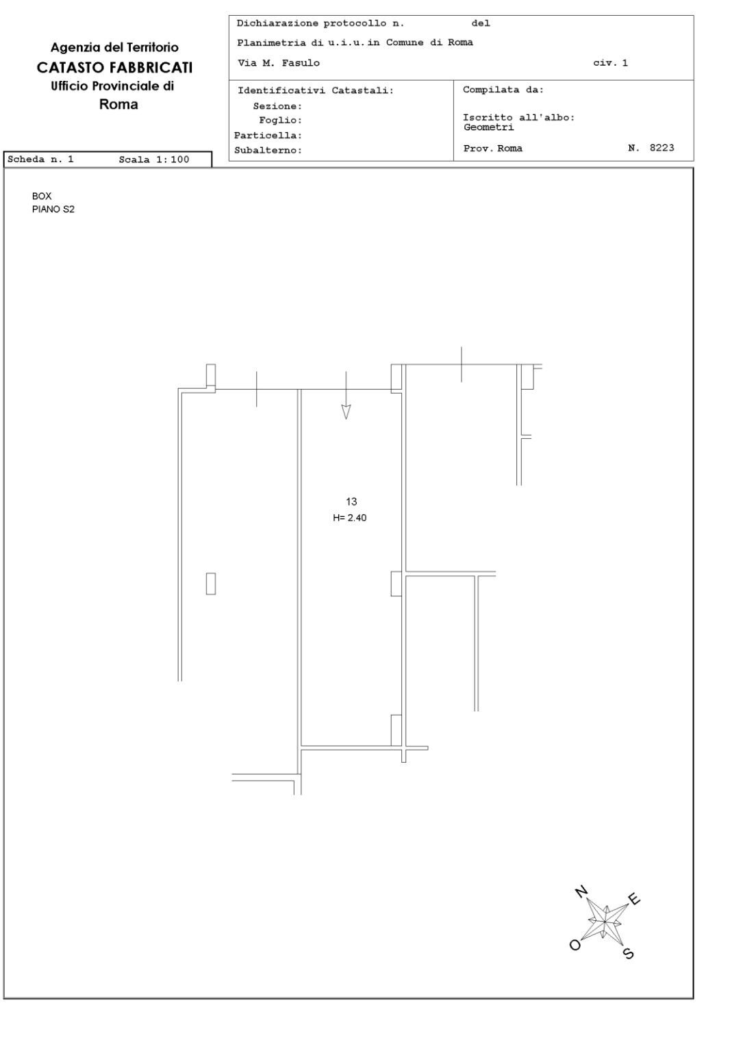 Box via Mario Fasulo, 1, Roma - planimetria 1