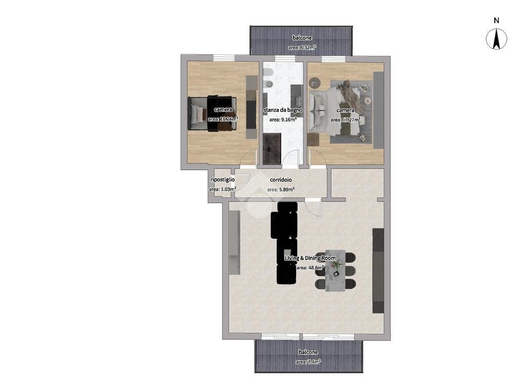 Three-room apartment Via Borgo Vecchio, Carignano - floor plans 1