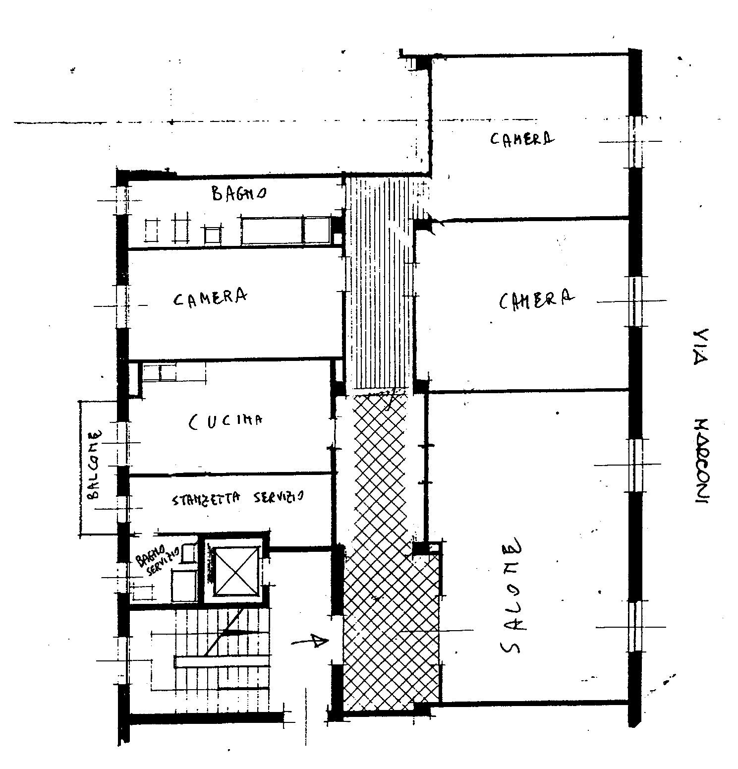 Appartamento Via Guglielmo Marconi, 45, Bologna (zona Marconi) - planimetria 1