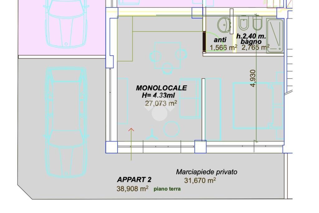 Monolocale Via lagomaggio, Rimini - planimetria 1