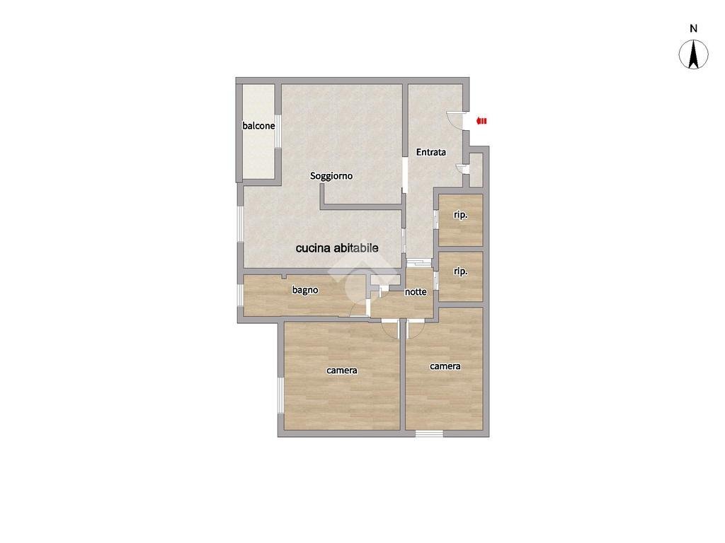 Trilocale Via Mario Borsa, Milano (zona Gallaratese) - planimetria 1