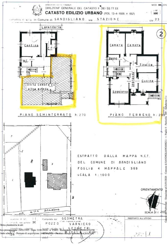 Portion of a house Via Stazione, Sandigliano - floor plans 1