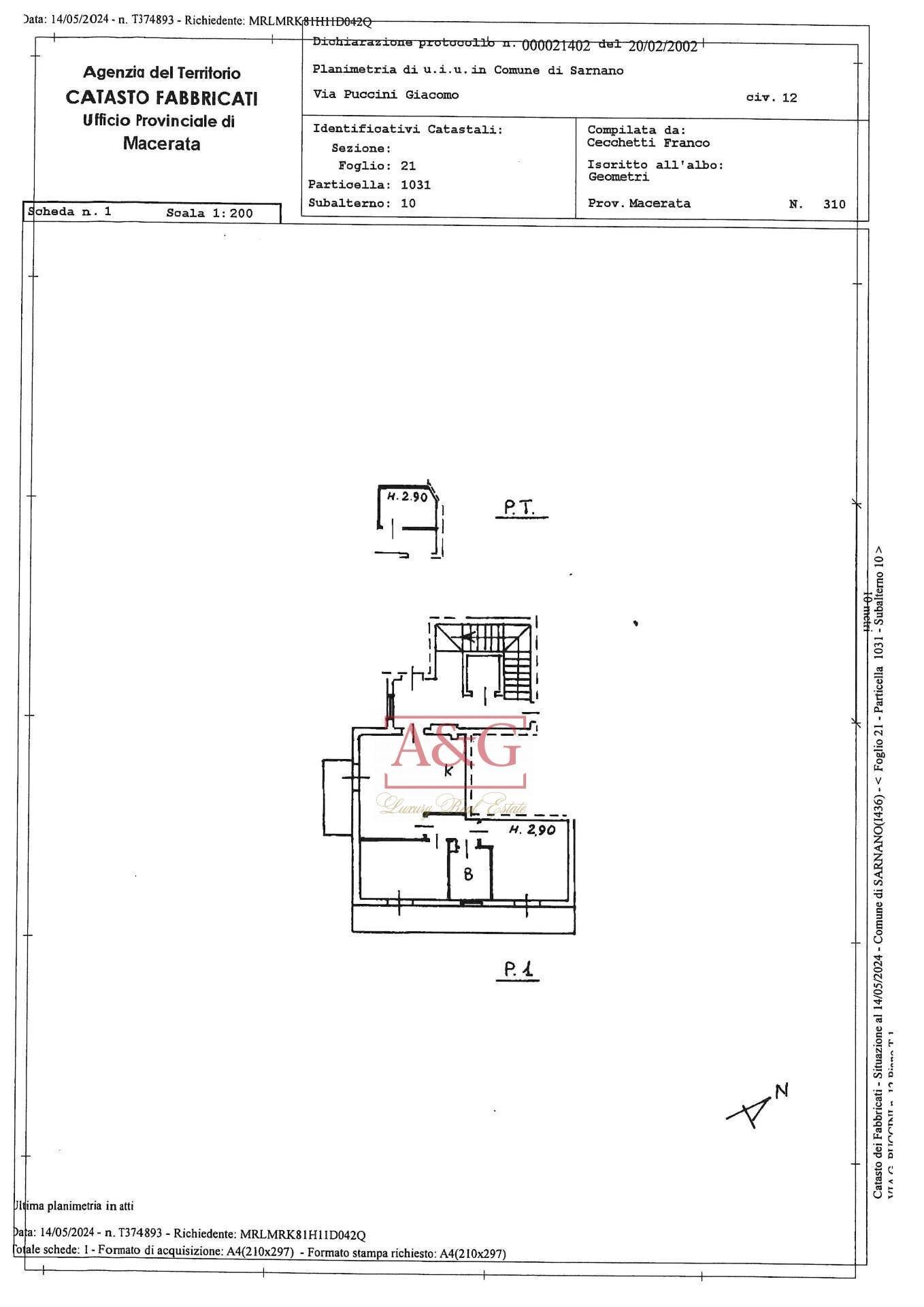 Foto 36 - Quadrilocale Via G. Puccini
 
12, Sarnano - planimetria 1