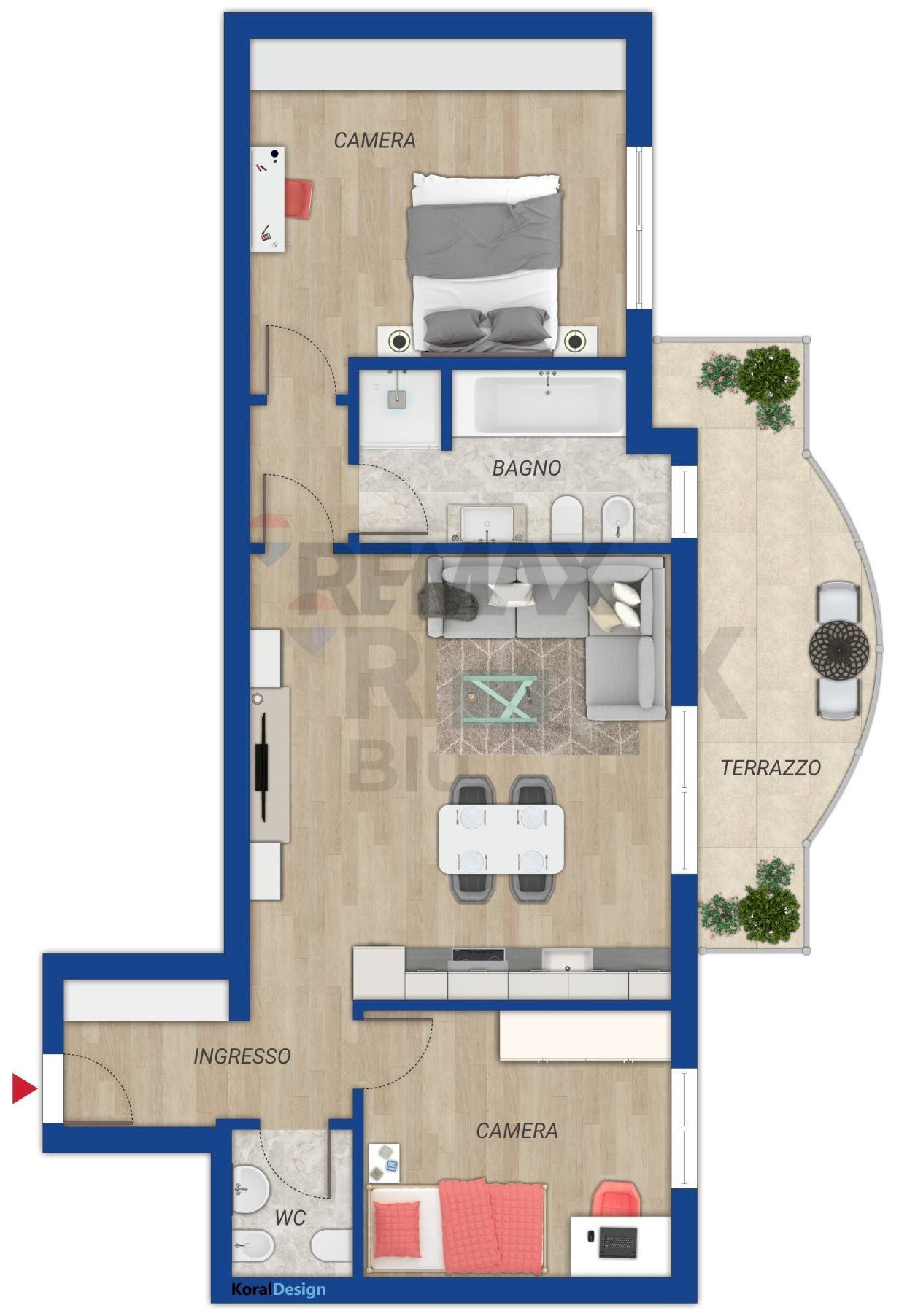 Pianta 2D - Trilocale VIA DELLE FORNACI
 
23, Monterotondo - planimetria 1