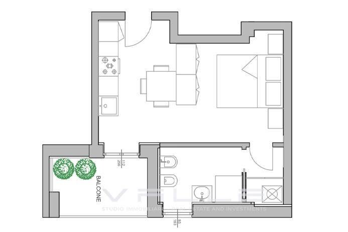 Planimetria - Monolocale via pitentino, Bergamo - planimetria 1