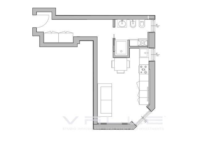 Planimetria - Monolocale via pitentino, Bergamo - planimetria 1
